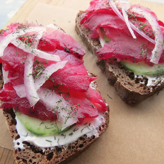 Fig Rye and Beet Cured Rockfish. Photo by Carri Thurman.