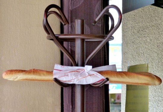 Baguette on restaurant Hat rack in Larvadac.
