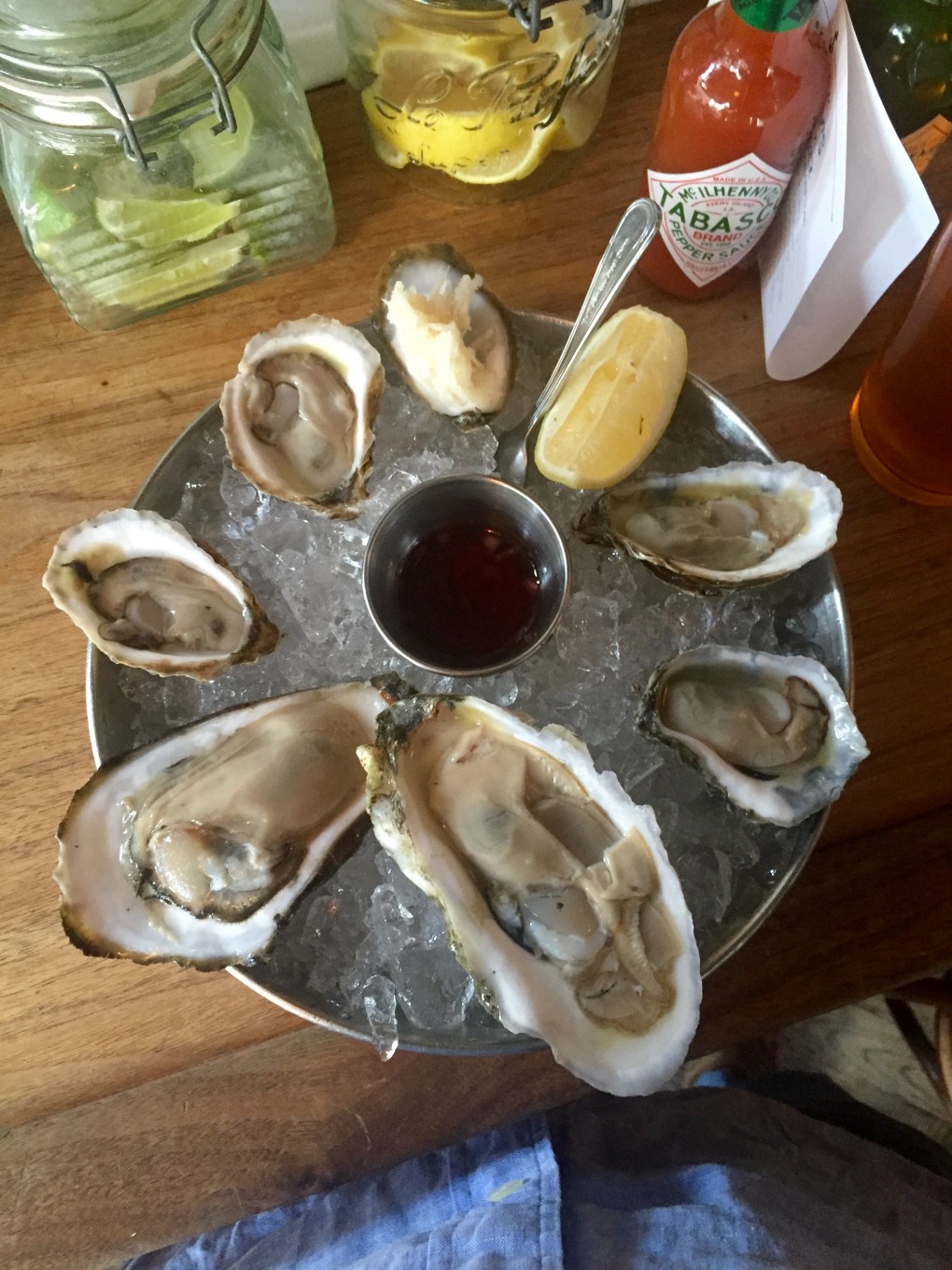oysters on table